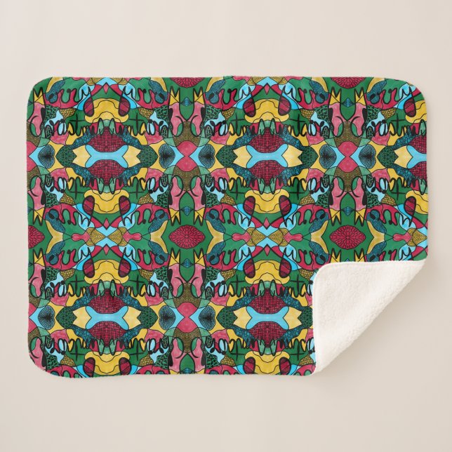 COUVERTURE SHERPA MERRY NOËL NEUROGRAPHIQUE & NOIR LIGNE (Devant (Horizontal))