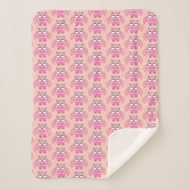 Couverture Sherpa Message d'amour mignon Owl Sherpa Blanket (Devant)