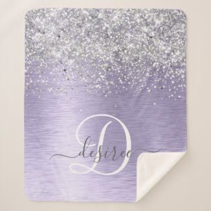 Couverture Sherpa Métal brossé violet Parties scintillant d'argent N