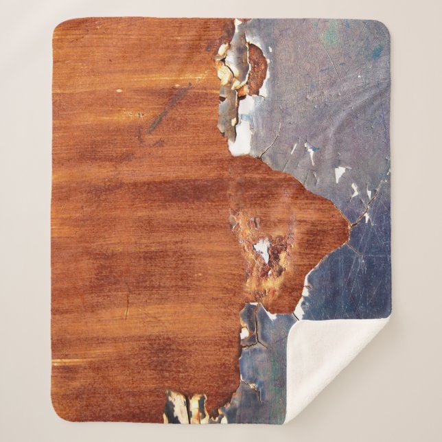 Couverture Sherpa Métal rustique : Texture Vintage en Fer. (Devant)