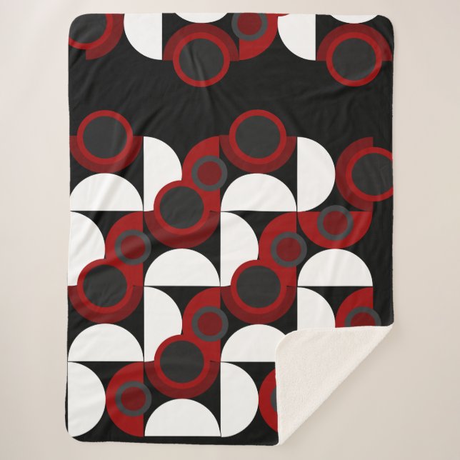 Couverture Sherpa Mi-siècle moderne rouge, noir et gris (Devant)