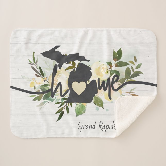 Couverture Sherpa Michigan State Personnalisé Votre Maison Ville Rus (Devant (Horizontal))