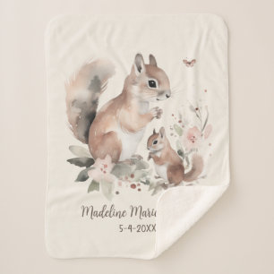 Couverture Sherpa Mignon bébé écureuil mère Nom Date de naissance 