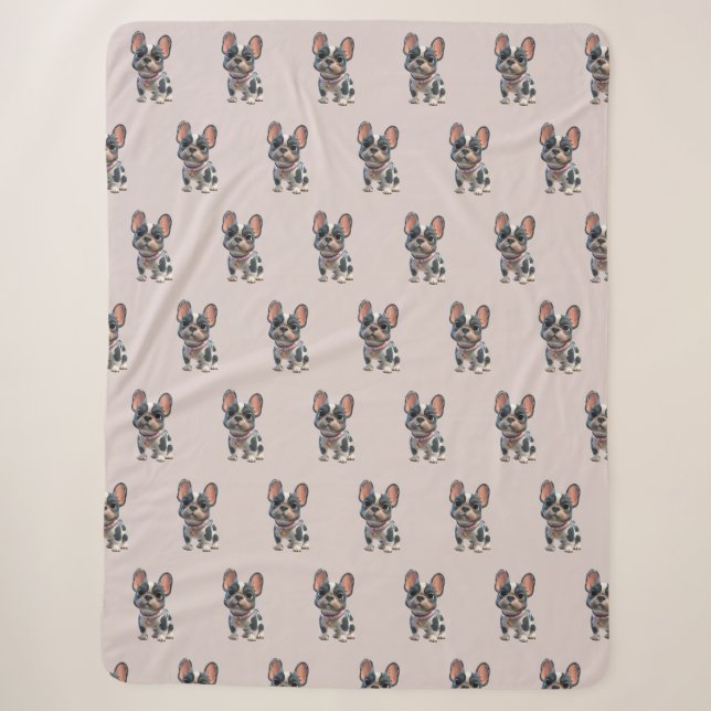 Couverture Sherpa Mignon Bouledogue Français (Devant)