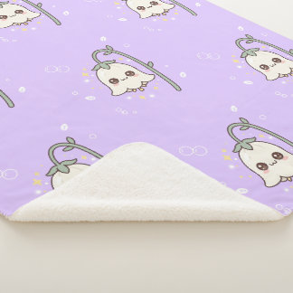 Couverture Sherpa Mignon Kawaii Lily de la Vallée Lavande