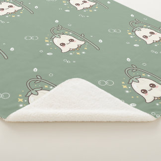 Couverture Sherpa Mignon Lily de la Vallée Vert Sauge