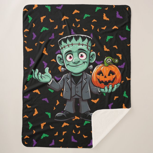 Couverture Sherpa Mignon monstre de Frankenstein de dessin animé (Devant)