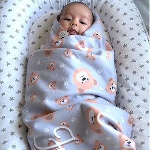 Couverture Sherpa Mignon motif d'ours en peluche personnalisé