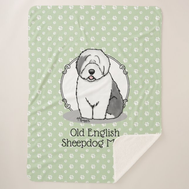 Couverture Sherpa Mignonne chien OES Maman Vieux anglais Sheepdog Ma (Devant)