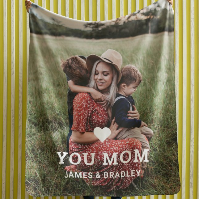 Couverture Sherpa Mignonne COEUR T'AIME MÈRE Fête des Mères Photo (Créateur téléchargé)