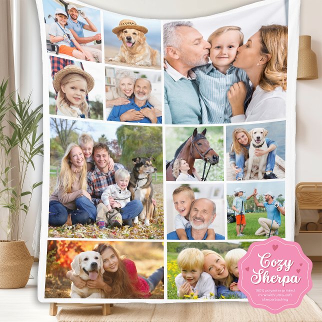 Couverture Sherpa Minimal Cute Simple Unique 12 Photo Collage (Créateur téléchargé)