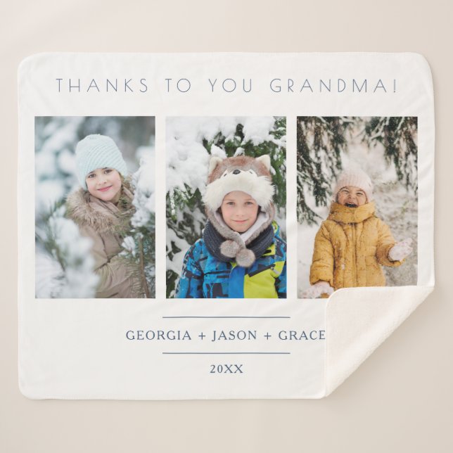 Couverture Sherpa Minimalist 3 Photos Collage Keepsake for Family (Devant (Horizontal))