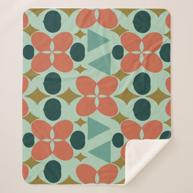 Couverture Sherpa Mint Diamant Fleur Moderne Du Mi Siècle (Devant)