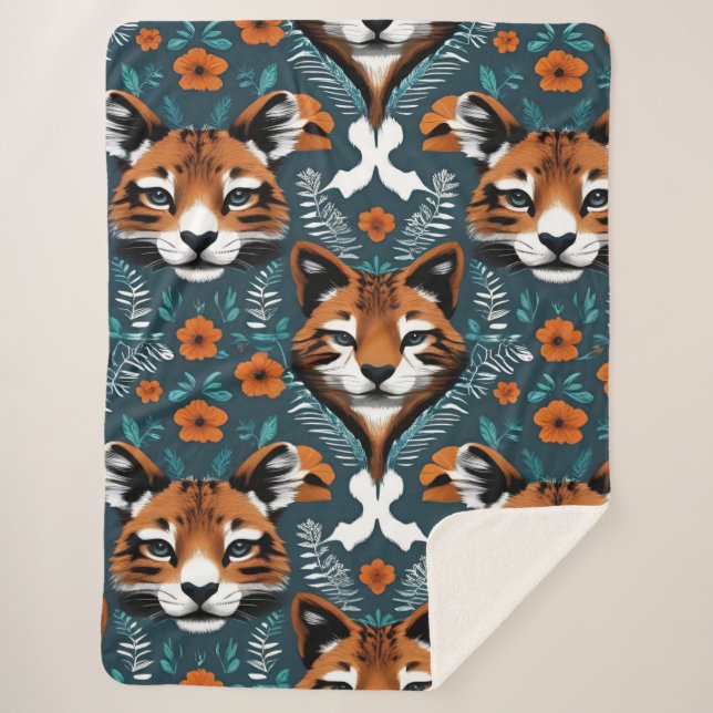 Couverture Sherpa "Mirage du Renard Floral" (Devant)