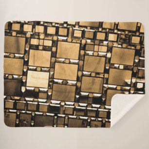 Couverture Sherpa Miroirs géométriques sépia
