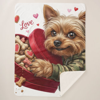 Couverture Sherpa Mischievous Valentine Yorkie Love Sherpa Blanket 