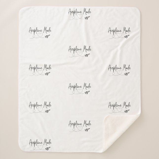 Couverture Sherpa Mode avion avec coeur en noir (Devant)