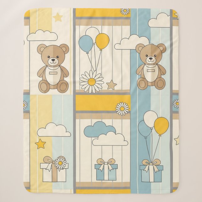 Couverture Sherpa Modèle de jardin de marguerites Ourson (9) (Devant)