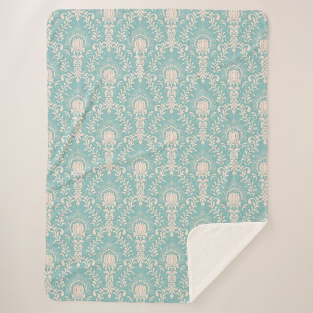 Couverture Sherpa Modèle Floral/Damask (Devant)