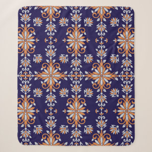 Couverture Sherpa Modèle floral vintage sans couture