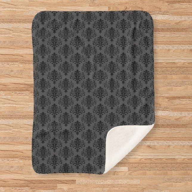 Couverture Sherpa Modèle gothique gris noir Damas (Créateur téléchargé)