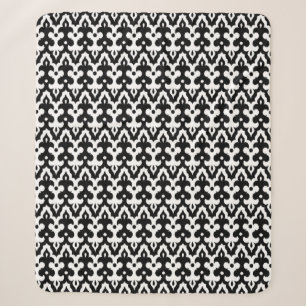 Couverture Sherpa Modèle marocain Ikat Damask, noir et blanc