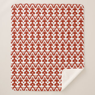 Couverture Sherpa Modèle marocain Ikat Damask, Rouge profond et blan