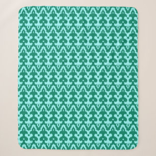 Couverture Sherpa Modèle marocain Ikat Damask, Turquoise et Aqua
