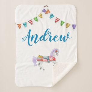 Couverture Sherpa Modèle personnalisé du cheval de carrousel