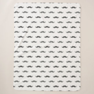 Couverture Sherpa Modèle sans couture de moustache noire Movember