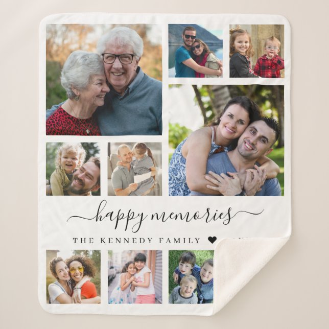 Couverture Sherpa Modern 10 Photo Collage Quote Family Name Keepsake (Devant)