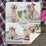Couverture Sherpa Modern 4 Photo Collage Pet Dog<br><div class="desc">Celebrate your best friend with a custom Monogram Pet Photo Collage Blanket . When you have so many fun memories and photos , one photo isn't enough . Our Dog Photo Blanket has 4 photos and a center monogrammed initial and name to personalize . Whether you have a new puppy...</div>