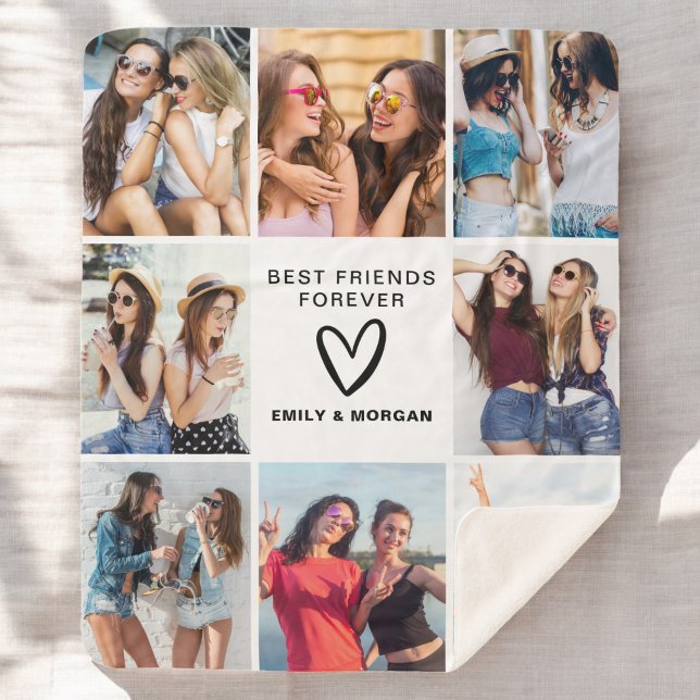Couverture Sherpa Modern Best Friends Forever Photos Nom (Créateur téléchargé)