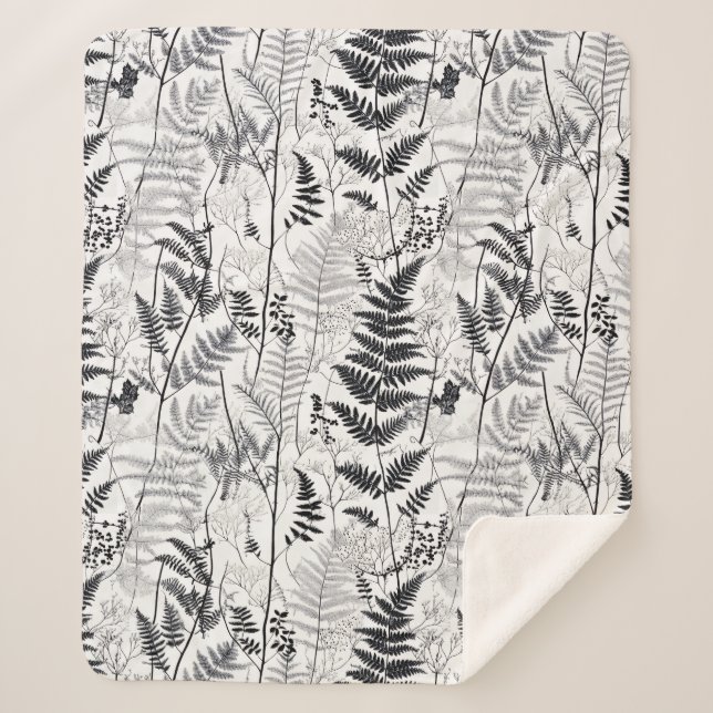 Couverture Sherpa Modern black fern pattern  (Devant)