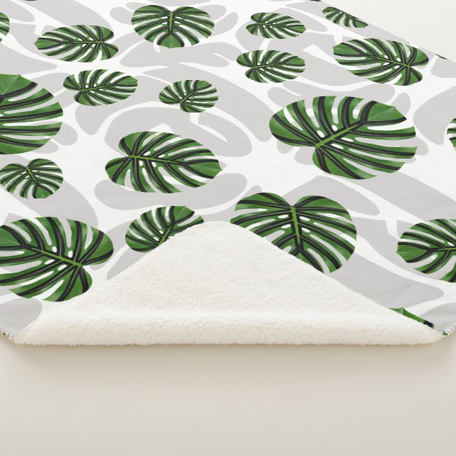 Couverture Sherpa Modern Boho Botanical Leaves Pattern (3/4)