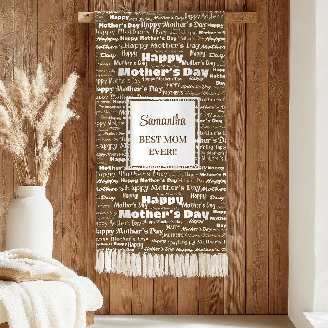 Couverture Sherpa Modern Brown Lettering Mother’s Day Personalized  (Modern Brown Lettering Mother’s Day Personalized Sherpa Blanket)