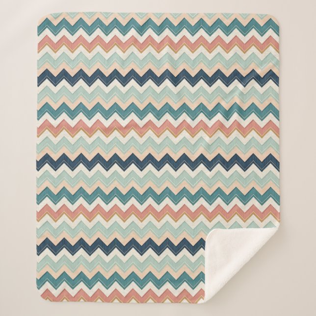 Couverture Sherpa Modern Chevron Design Custom Soft (Devant)