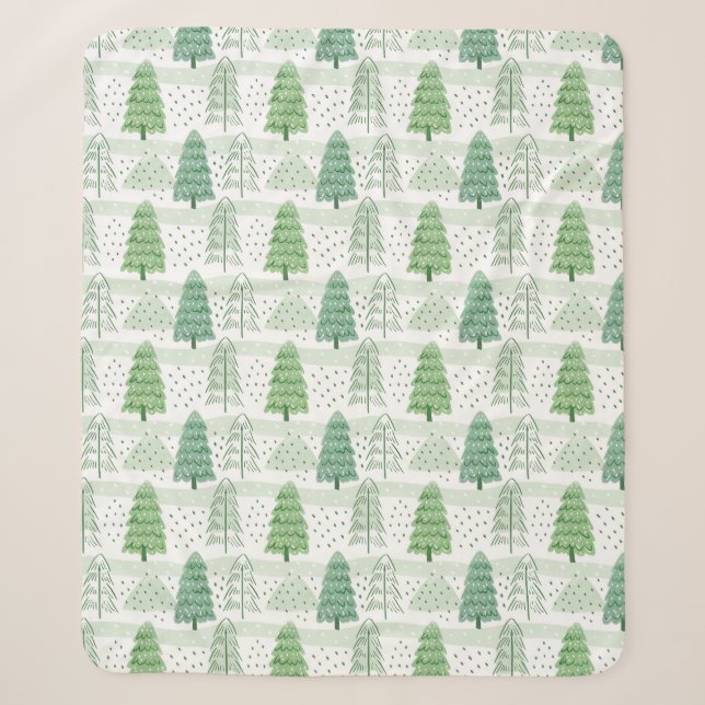 Couverture Sherpa Modern Christmas Trees Pattern  (Devant)