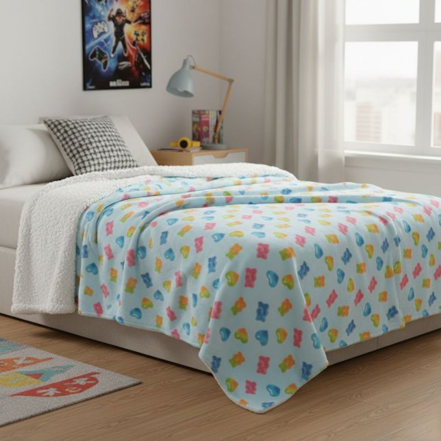 Couverture Sherpa Modern Gummy Bear Pattern Blanket - For Kids Cute  (Créateur téléchargé)