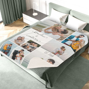 Couverture Sherpa Moderne 8 Photo Collage Élégant Script Personnalis