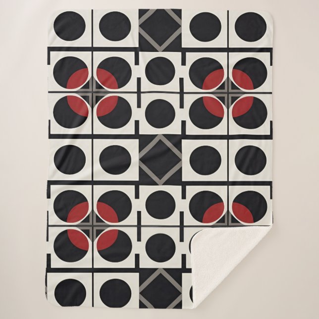 Couverture Sherpa Moderne Abstrait Géométrique Avec Cercles (Devant)