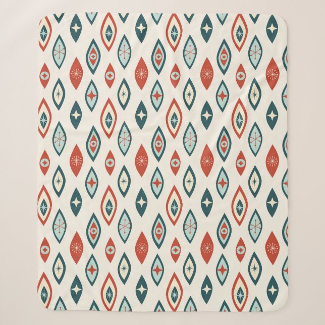 Couverture Sherpa Moderne du milieu du siècle Formes atomiques Rouge (Devant)