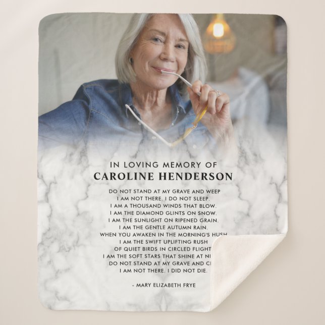 Couverture Sherpa Moderne En Mémoire Amoureuse Marbre Photo Keepsaké (Devant)