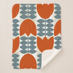 Couverture Sherpa Moderne géométrique abstraite avec fleurs stylisée