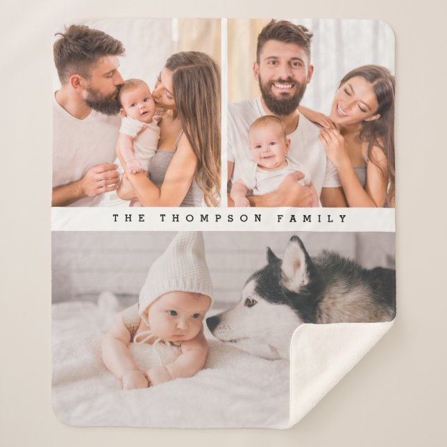 Couverture Sherpa Moderne Multi Photo Personnalisé Simple Famille Fa (Devant)