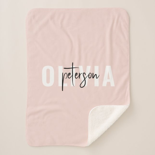 Couverture Sherpa Moderne Personnalisé Cute Pastel Rose (Devant)