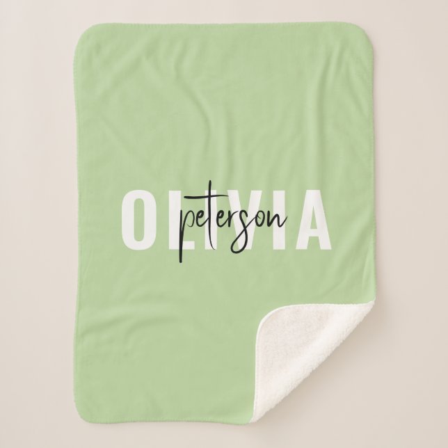 Couverture Sherpa Moderne Personnalisé Cute Sage Vert (Devant)