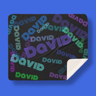 Couverture Sherpa Moderne, tout collage de nom | blues, violets et v