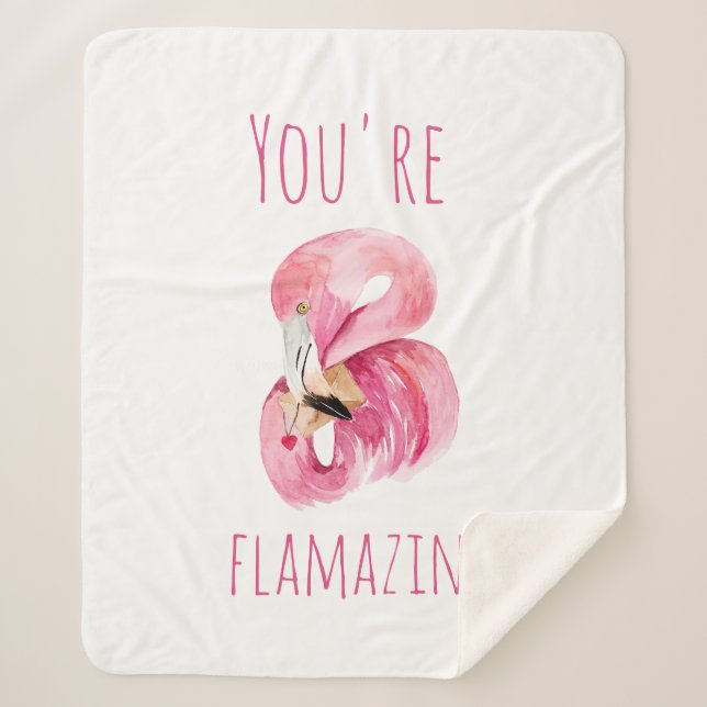 Couverture Sherpa Moderne Vous Flamazirez Beauté Flamant rose rose (Devant)