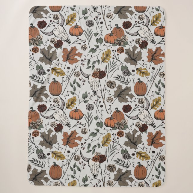 Couverture Sherpa Moisson et cornes gris clair Western (Devant)